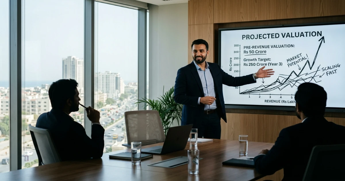 Pakistani entrepreneur presenting pitch deck to investors in a boardroom — common pitching mistakes Pakistan founders should avoid