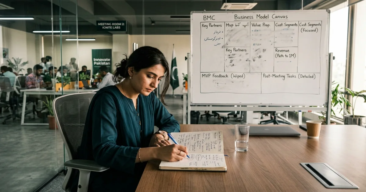 Pakistani founder learning how to handle rejection after a pitch by reviewing investor feedback