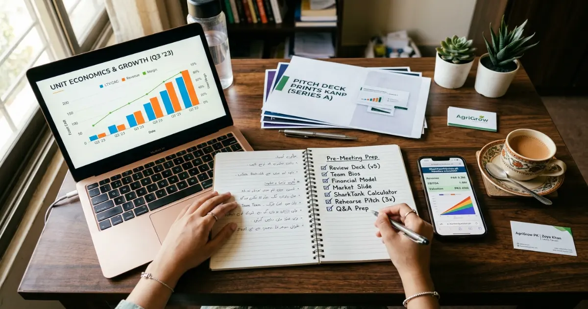 Checklist for preparing pitch for venture capital firms Pakistan with valuation and traction data