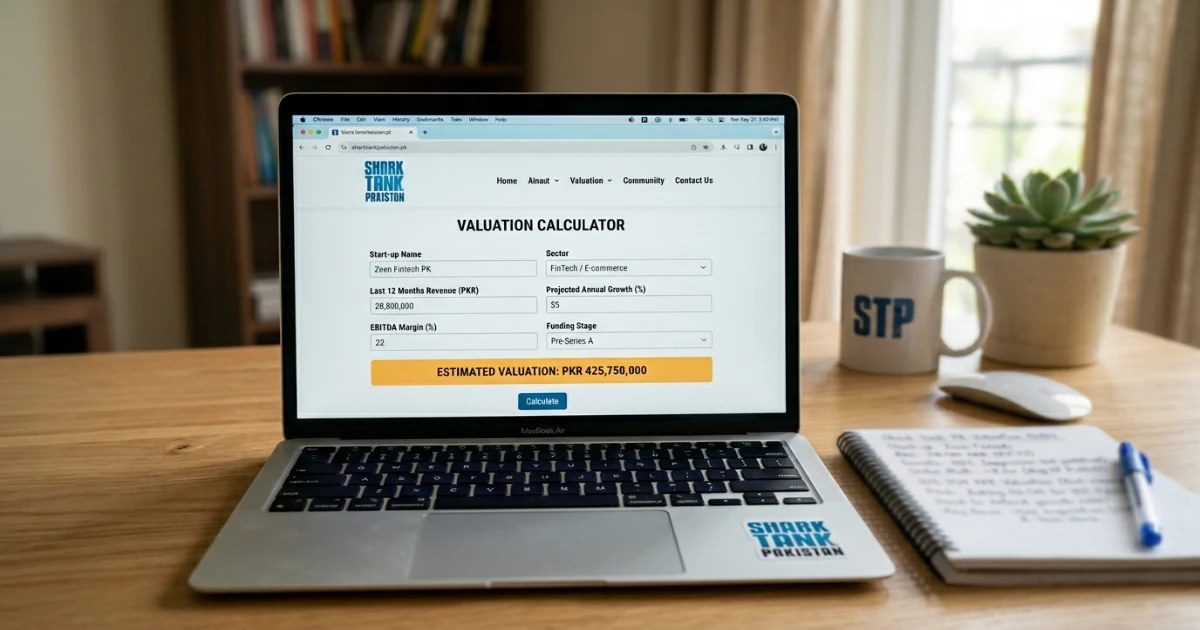 Using the SharkTankPakistan.pk valuation calculator to determine a realistic funding ask for your pitch deck