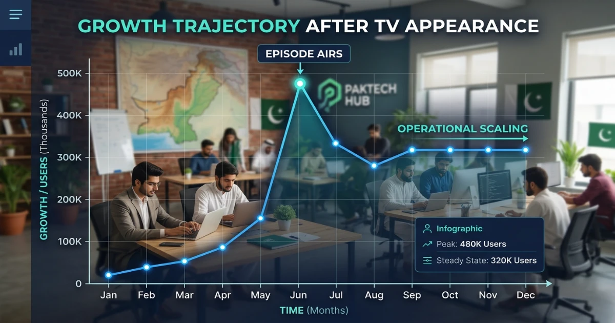 Graph showing the growth trajectory of Shark Tank Pakistan Season 1 startups