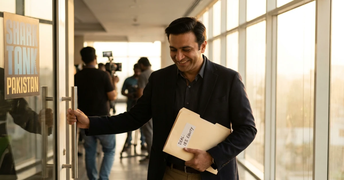 Pakistani founder celebrating a fair equity deal after Shark Tank Pakistan pitch