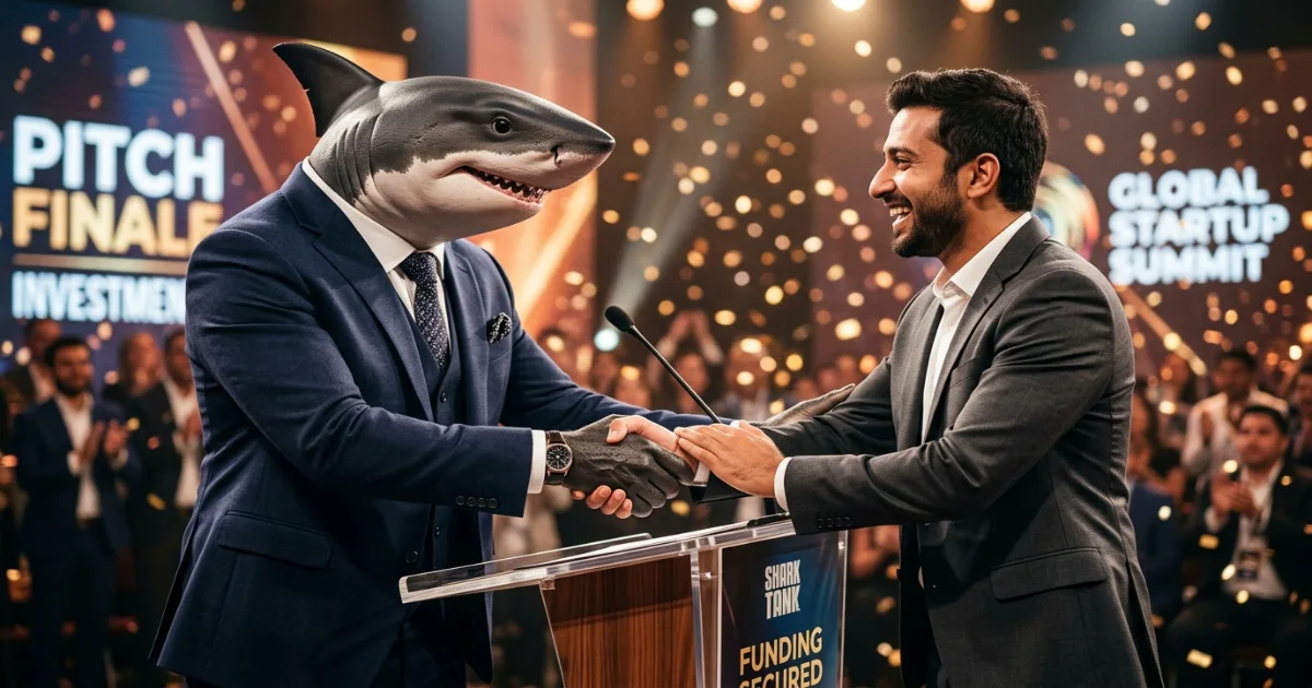 Founder shaking hands with shark after securing deal in Shark Tank Pakistan Episode 1