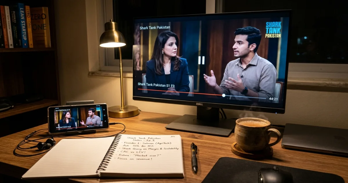 Best setup to watch Shark Tank Pakistan online mobile phone and laptop side by side for studying pitches 2026