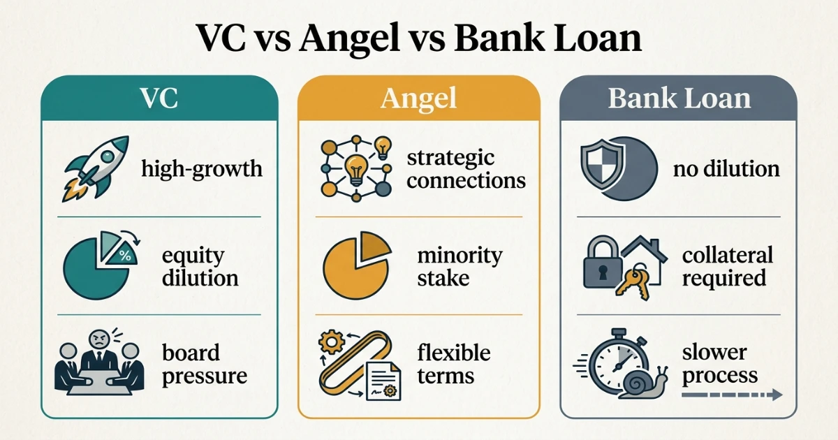 Comparison of funding options for Pakistani startups VC vs angel vs bank loan 2026