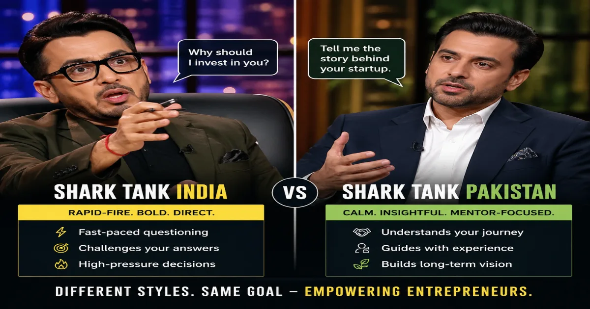 Shark Tank India vs Pakistan judging panel comparison with Pakistani startup ecosystem context