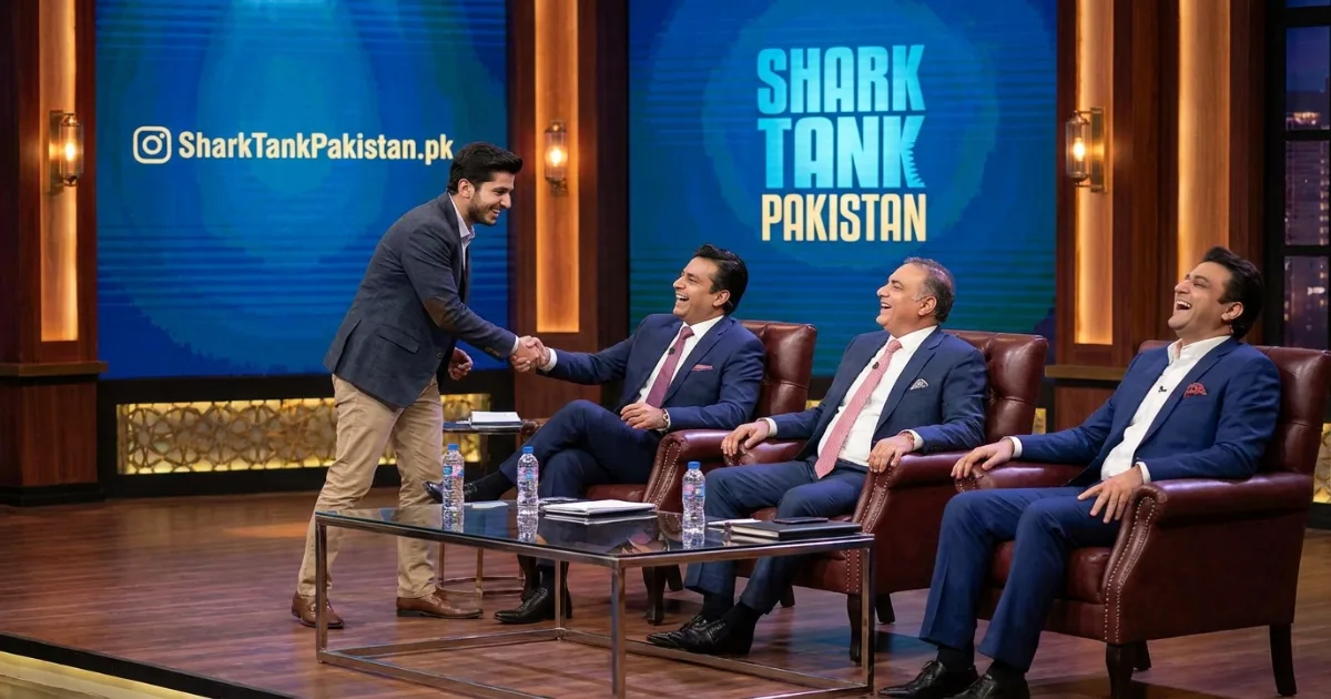 Founder immediately shaking hands after four-second negotiation in a funny Shark Tank Pakistan deal