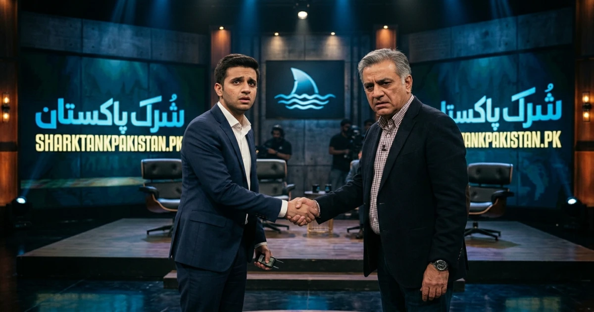 Shark Tank Pakistan shark and founder looking concerned after a tentative on-air deal