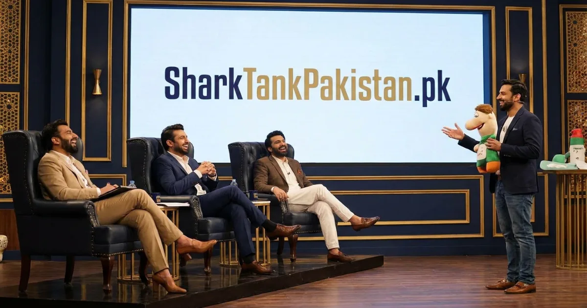 Shark Tank Pakistan sharks laughing together during a funny pitch moment