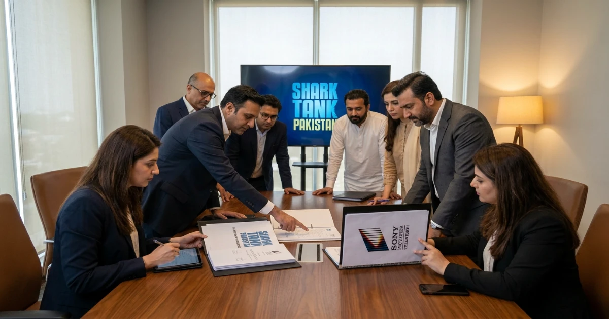 Press conference announcing the licensing deal for Shark Tank Pakistan with production partners and network executives