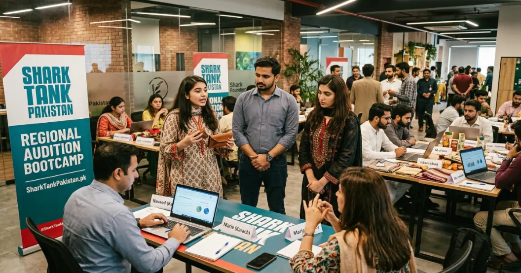 Shark Tank Pakistan valuation calculator interface showing realistic Pakistani multiples
