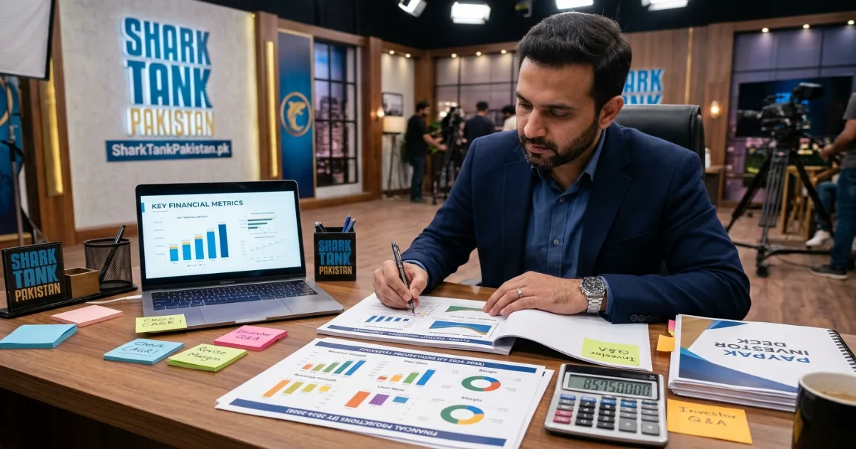 Business plan Pakistan executive summary example on a desk with financial charts