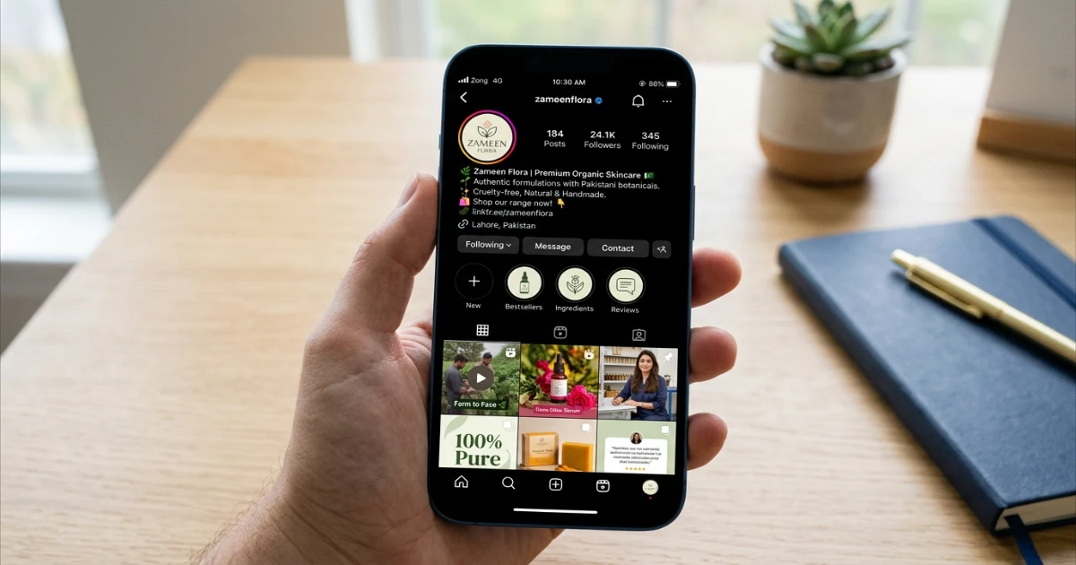 Instagram verification Pakistan blue badge on a startup business profile