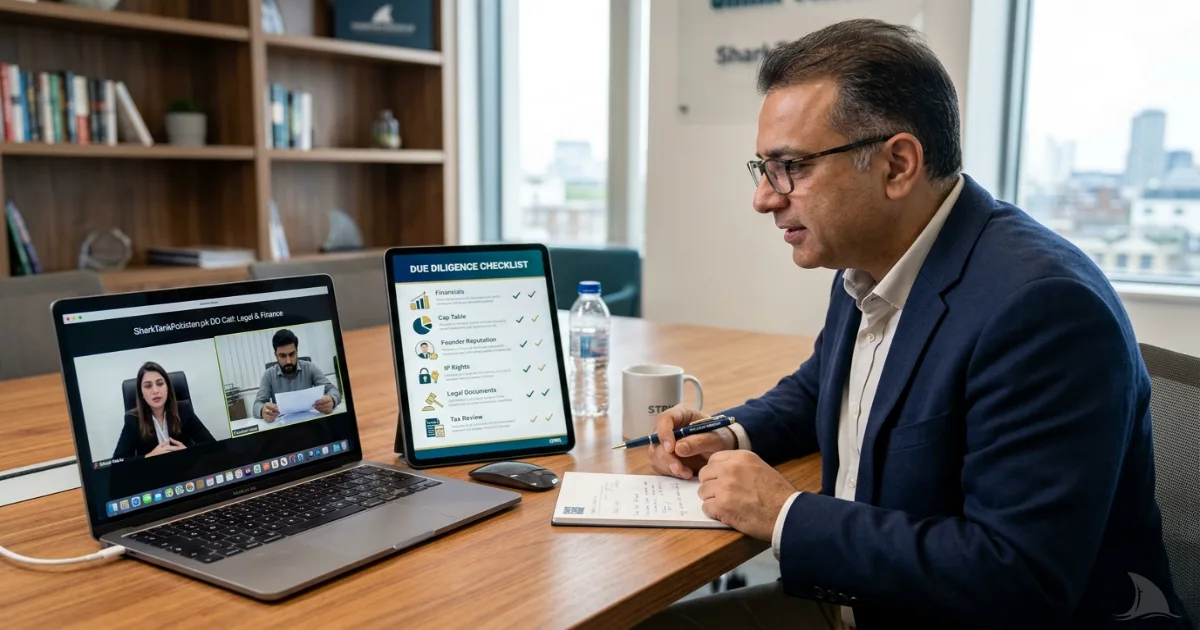 Due diligence checklist for Pakistani expats looking to invest in Pakistani startups from abroad, on a tablet