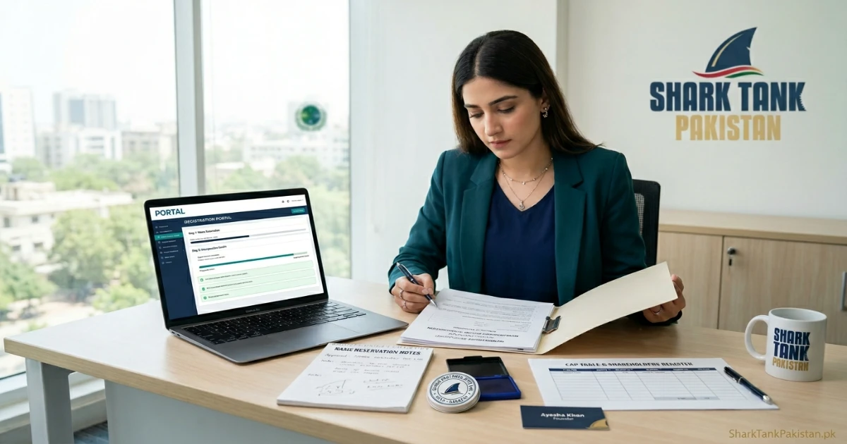 Screenshot of SECP eServices portal for company registration in Pakistan