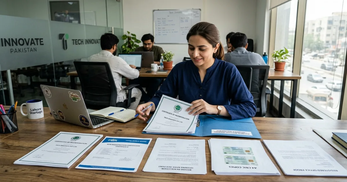 SECP registration certificate alongside mobile app to open business bank account Pakistan