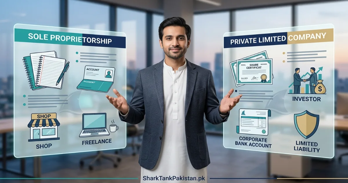 Business structure options in Pakistan comparing sole proprietorship and private limited company