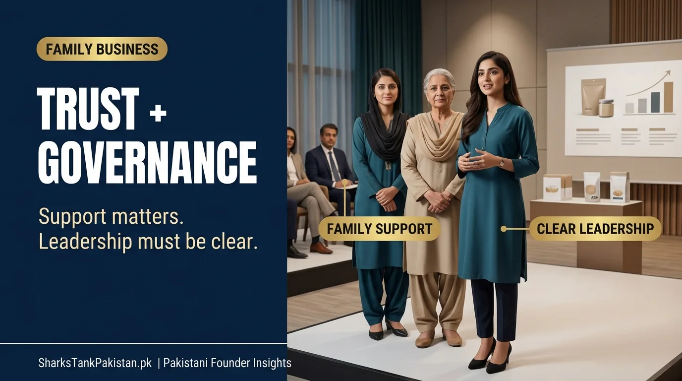 Pakistani family business team pitching during Shark Tank Pakistan deals discussion